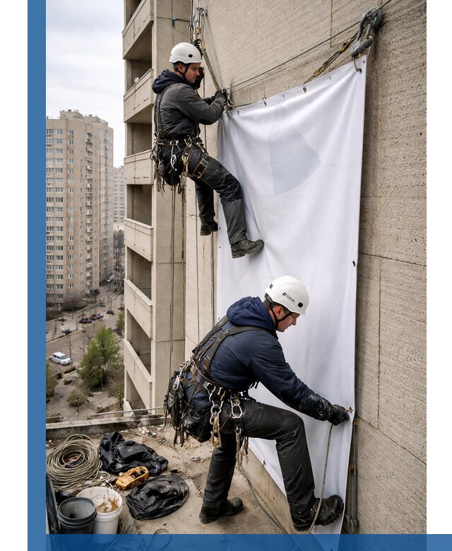 Профессиональный монтаж баннеров на фасаде в Крымске