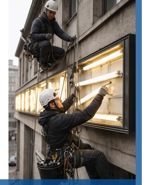 Замена ламп в вывеске в Крымске под ключ от 3627 р. | ВЫСОТНИК-Крм