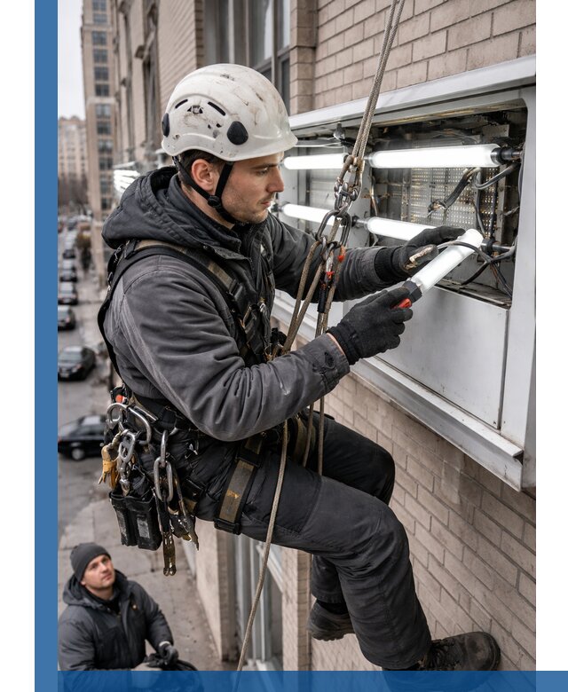Профессиональная замена ламп в наружной вывеске в Крымске