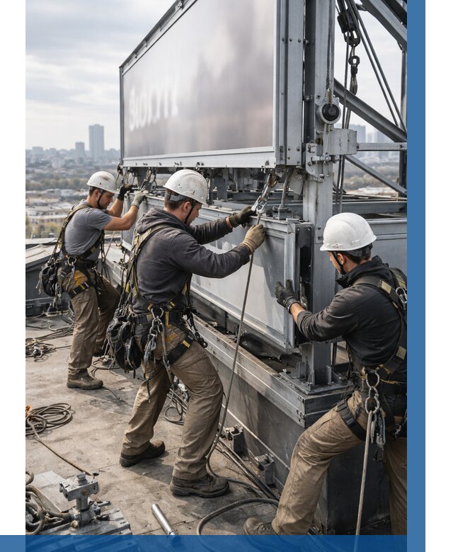 Монтаж крышной рекламной конструкции в Крымске от 62178 р.|ВЫСОТНИК-Крм