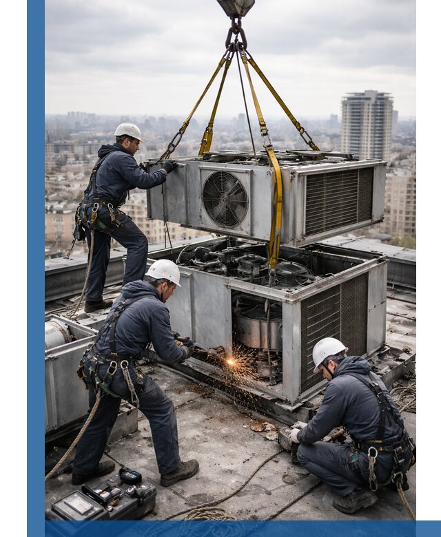 Демонтаж крышной установки в Крымске любой сложности