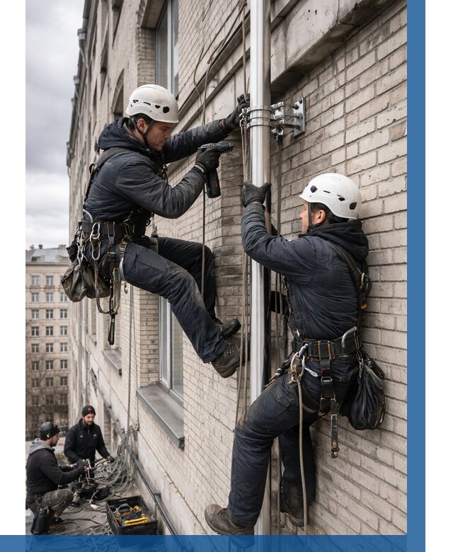 Монтаж флагштока на здании в Крымске от 6736 р. | ВЫСОТНИК-Крм