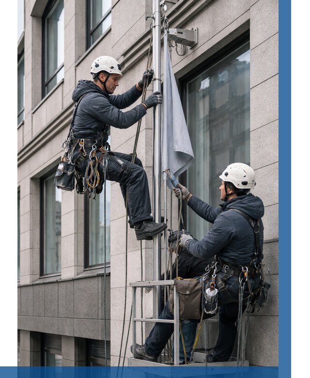 Установка флагов на фасаде в Крымске от 4663 р. | ВЫСОТНИК-Крм