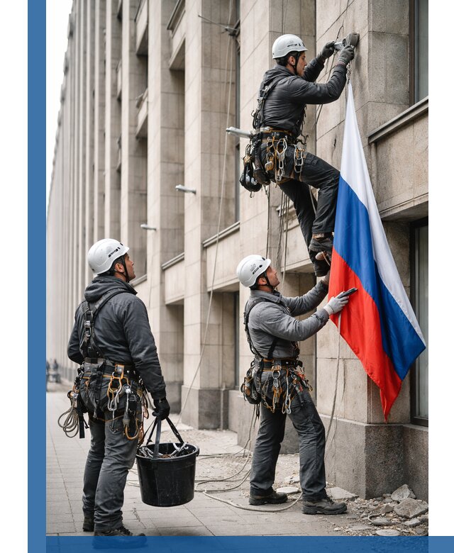 Профессиональная установка флагов на фасаде в Крымске