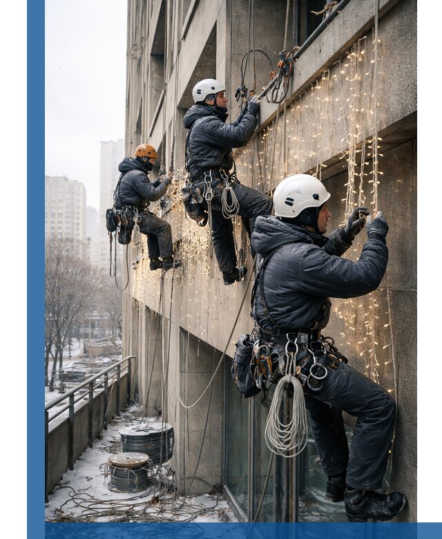 Монтаж новогодней иллюминации и украшение фасадов в Крымске