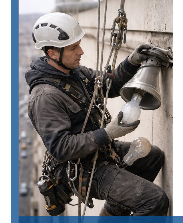 Замена ламп на высоте в Крымске профессионально и быстро