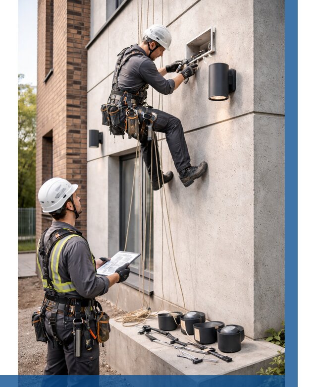 Монтаж фасадного освещения в Крымске от 2591 р. | ВЫСОТНИК-Крм