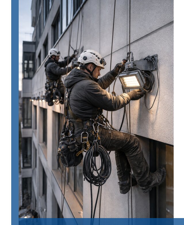 Монтаж фасадного освещения в Крымске установка и подключение