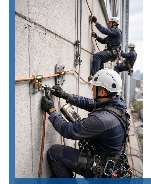 Монтаж системы заземления здания и молниезащиты в Крымске