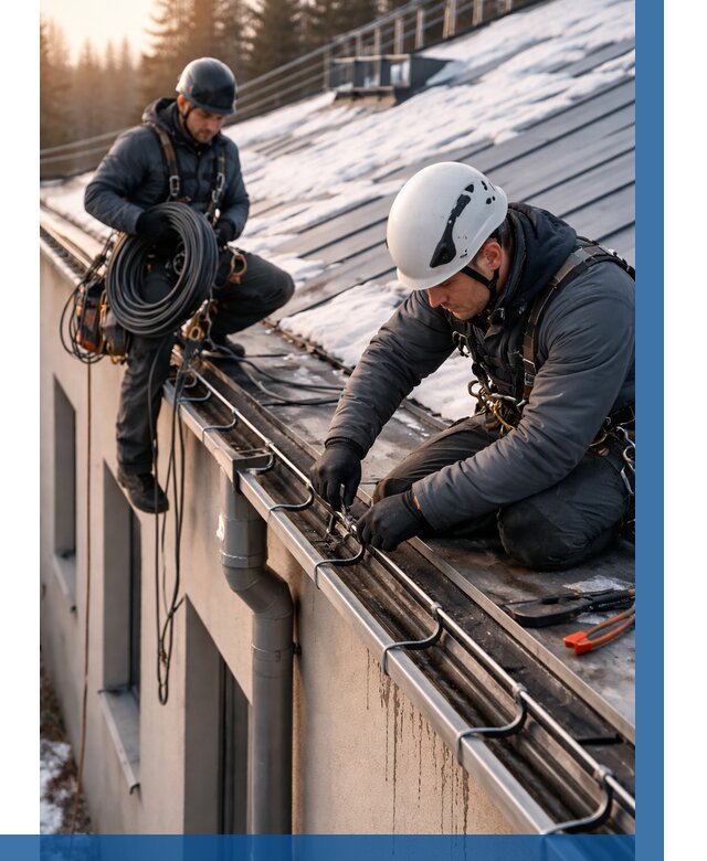 Монтаж греющего кабеля на кровле в Крымске от 466 р. | ВЫСОТНИК-Крм