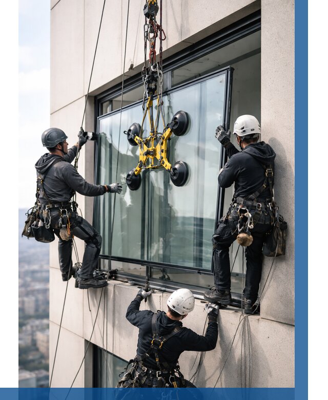 Монтаж стеклопакетов на высоте в Крымске от 3316 р. | ВЫСОТНИК-Крм