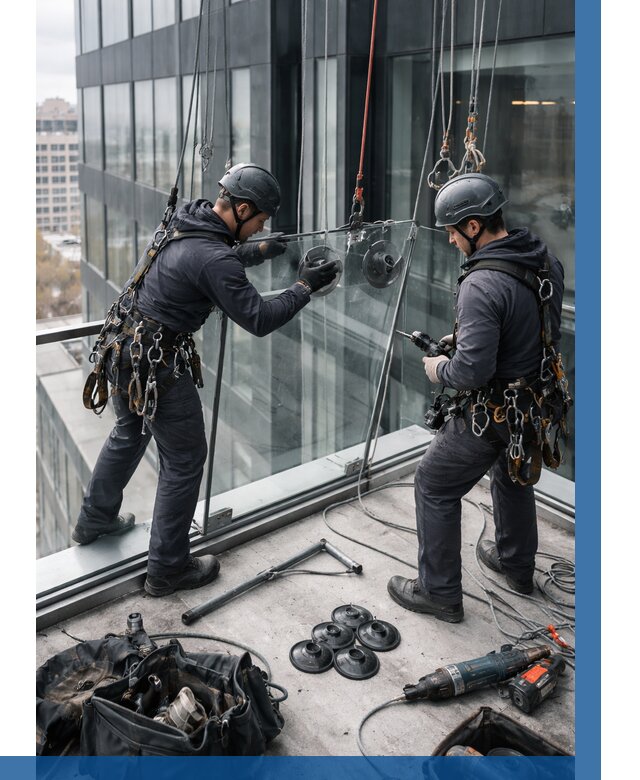 Монтаж стеклянных ограждений в Крымске от 2591 р. | ВЫСОТНИК-Крм