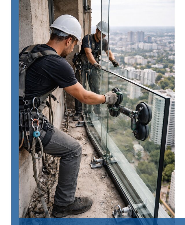 Монтаж стеклянных ограждений под ключ с гарантией в Крымске