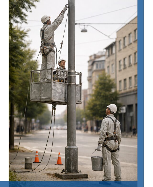 Покраска опор освещения в Крымске от 5182 р. | ВЫСОТНИК-Крм