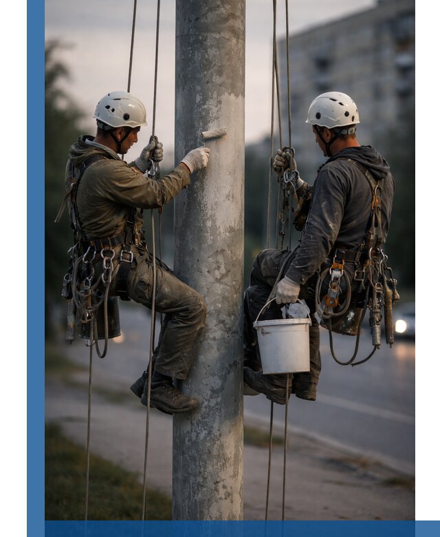 Покраска опор освещения и антикоррозийная защита в Крымске