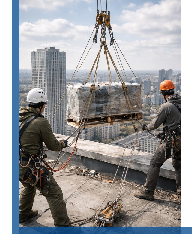 Подъем и монтаж крупногабаритных грузов на крышу в Крымске