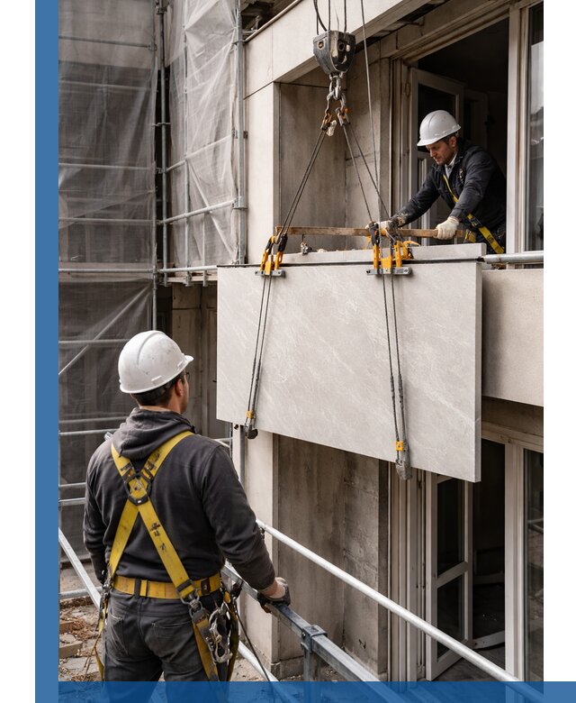 Подъем керамогранита на этаж в Крымске грузчиками и техникой