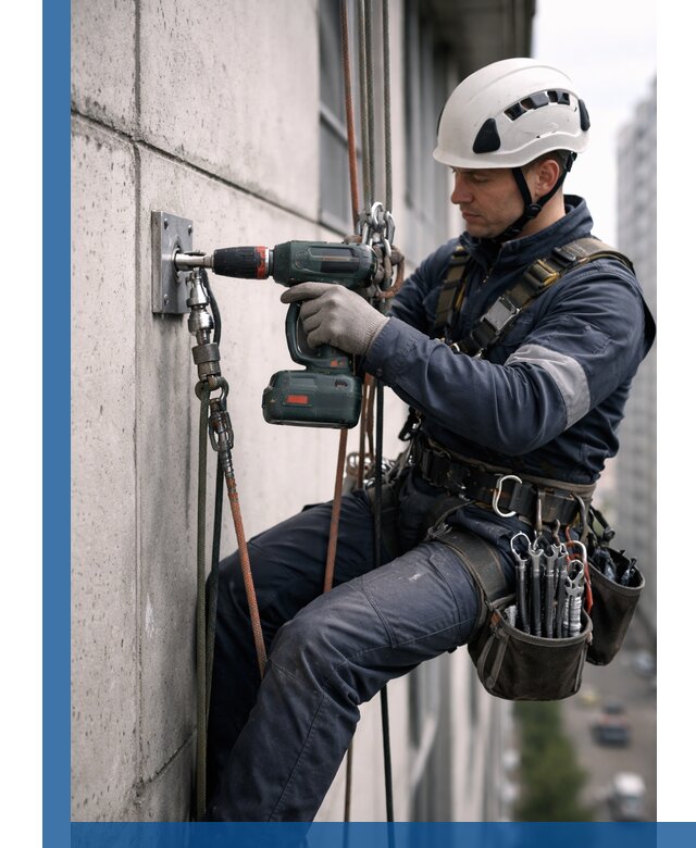 Установка анкерных точек для высотных работ в Крымске